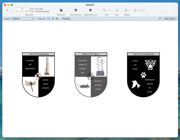 Selecteer een poes door op haar wapenschild te klikken